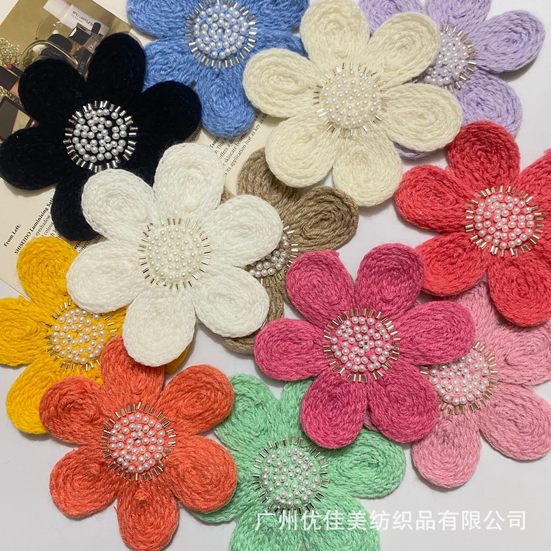 新款立体花珠子绣DIY毛衣贴花女装胸花童装外套装饰外贸服装辅料