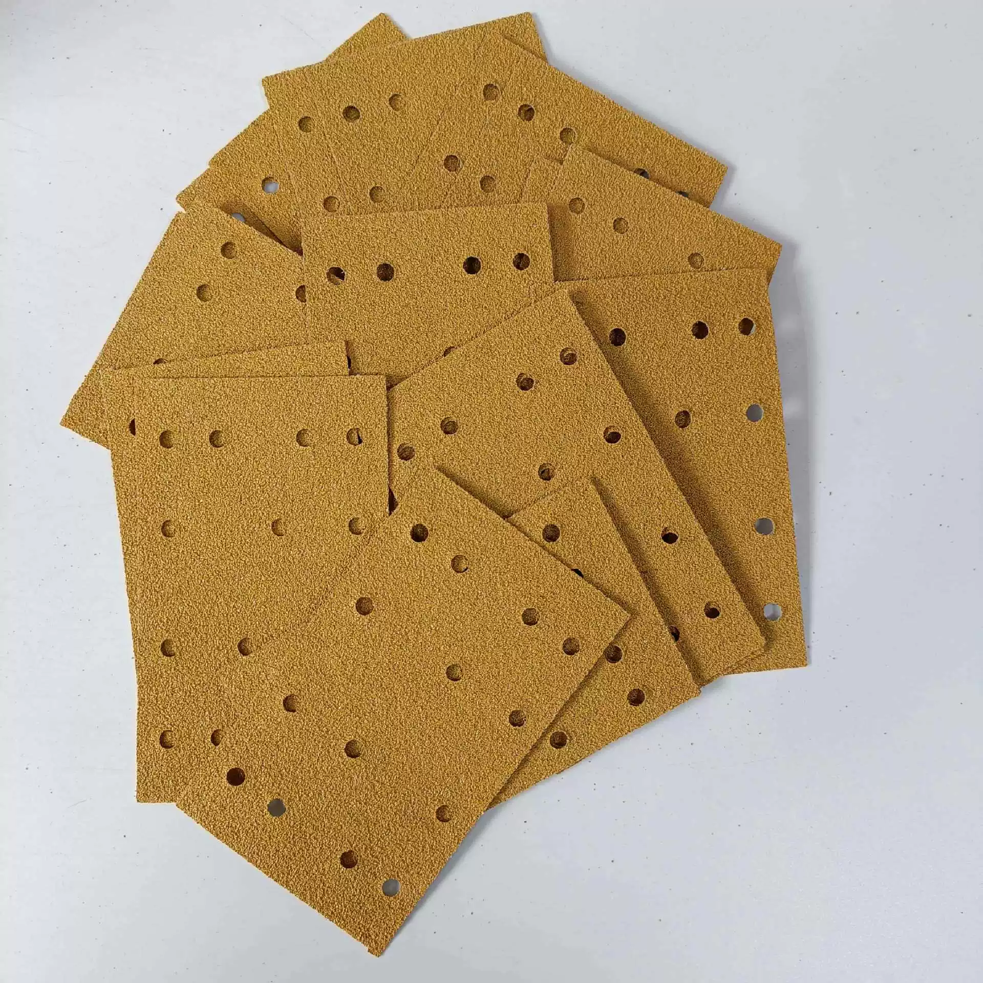 Factory wholesale 14-hole rectangular back suede self-adhesive yellow velvet sandpaper track-type hand-held sander grinding paper