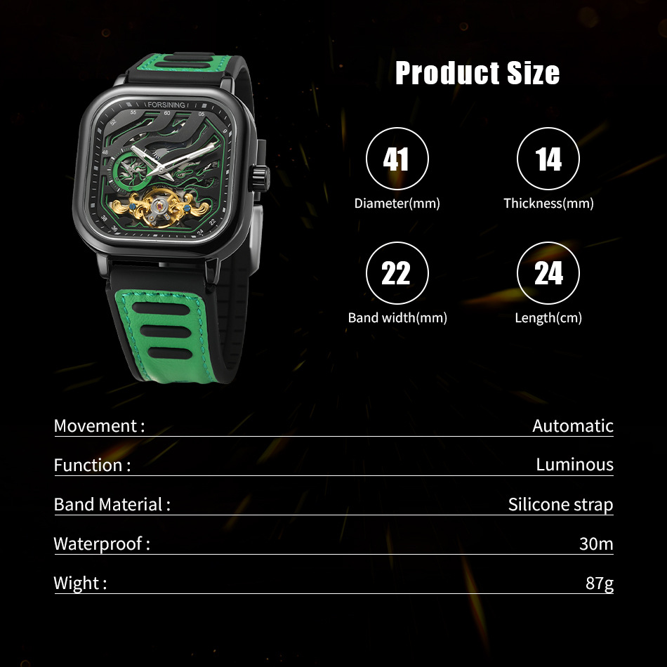 Automatic Mechanical Square Watch European Style Men’s Clock_voghion.com
