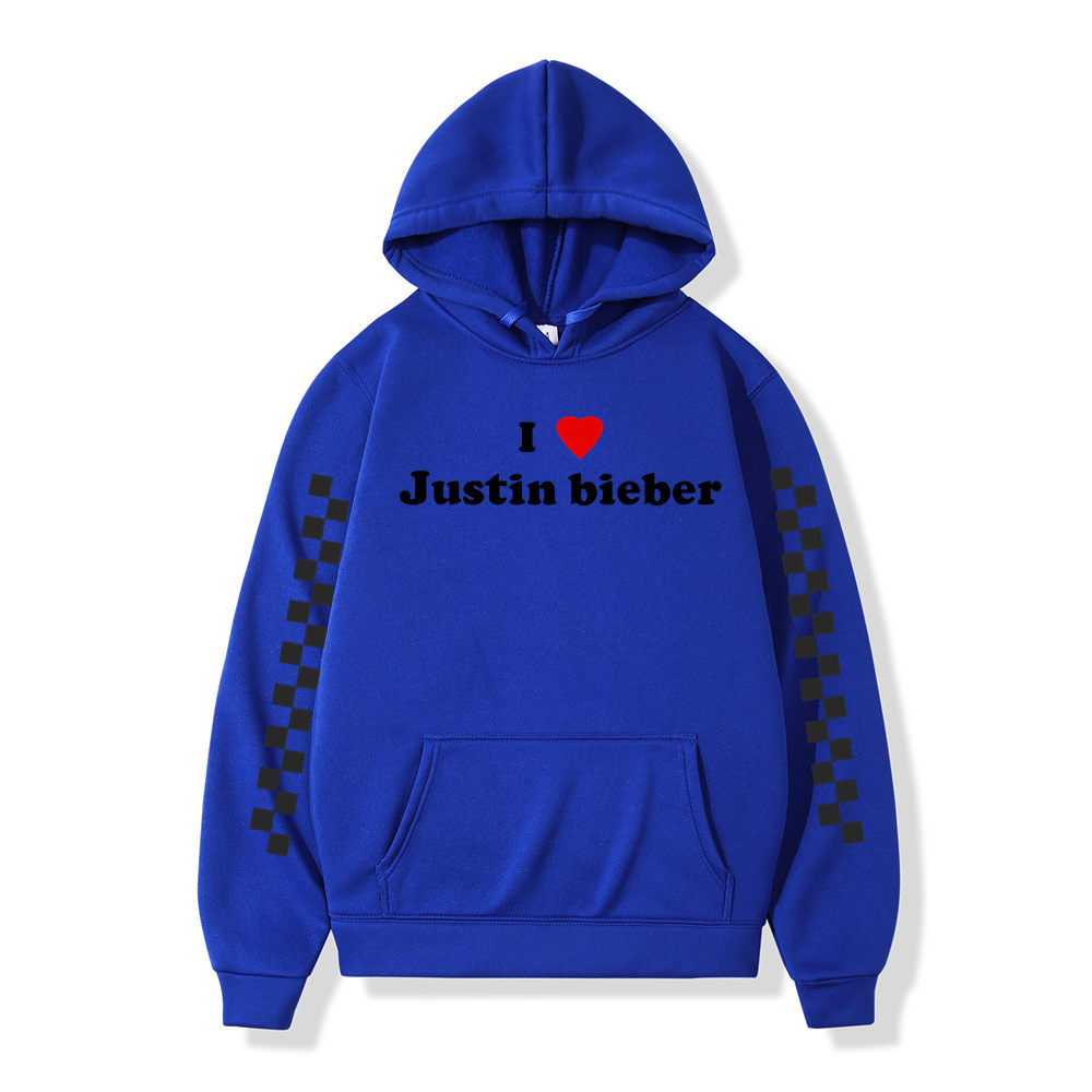 Winter Men Hoodies I love Justin Bieber Pullover Male Hooded