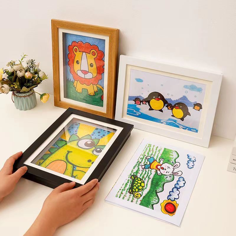 儿童收纳展示画框磁吸创意DIY挂墙作品框免打孔多功能相框可印字