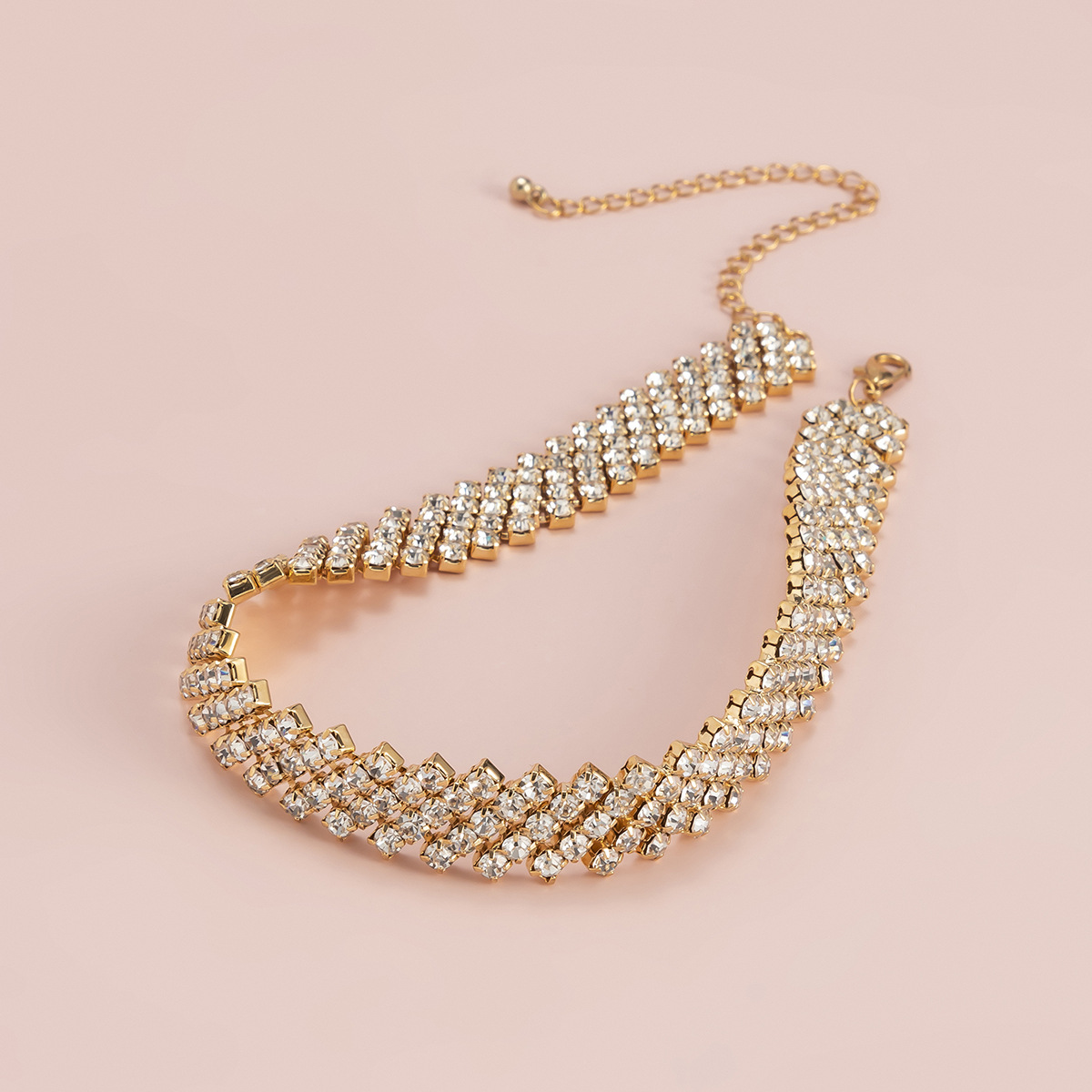 simple single-layer necklace ethnic geometric diamond micro-inlaid retro necklace