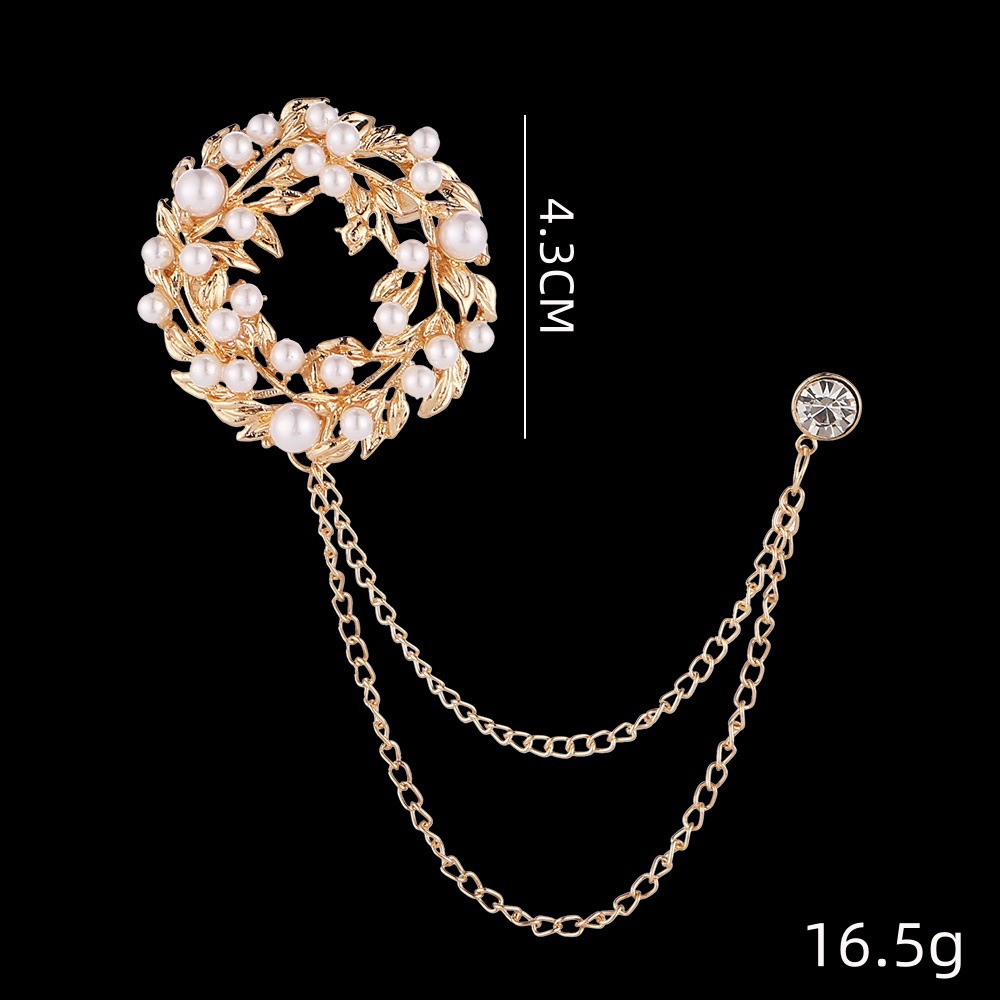 Moda corona alas diamante borla hombres traje broche simple todo partido traje vestido abrigo ramillete accesorios