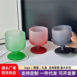 小众复古玻璃杯ins风矮脚杯冰美式咖啡杯拿铁杯 特调饮品果汁杯子