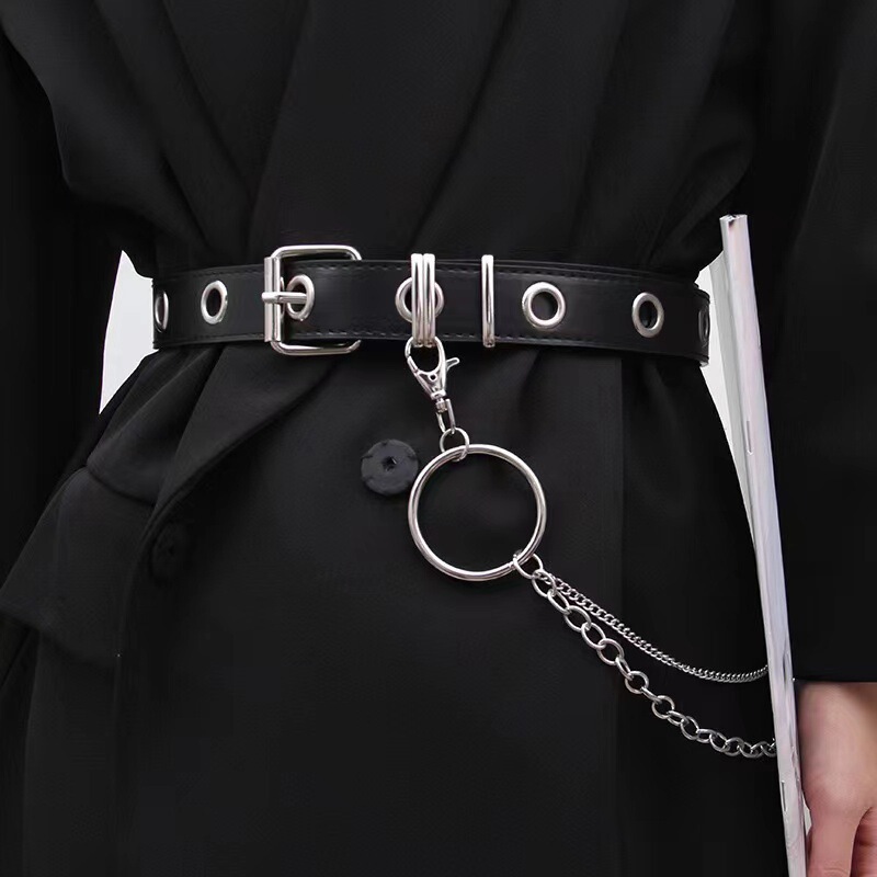Belt Women's Wide Suit Sweater Skirt Punk Style Decorative Chain Auto-eye Belt Women's Waist Chain Accessories Punch-free Belt Women's Wide Suit Sweater Skirt Punk Style Decorative Chain Auto-eye Belt Women's Waist Chain Accessories Punch-free