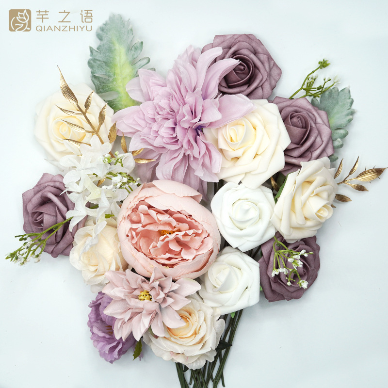 歐式婚禮盒裝花婚禮生日派對永生花禮盒情人節(jié)禮物DIY新娘手捧花