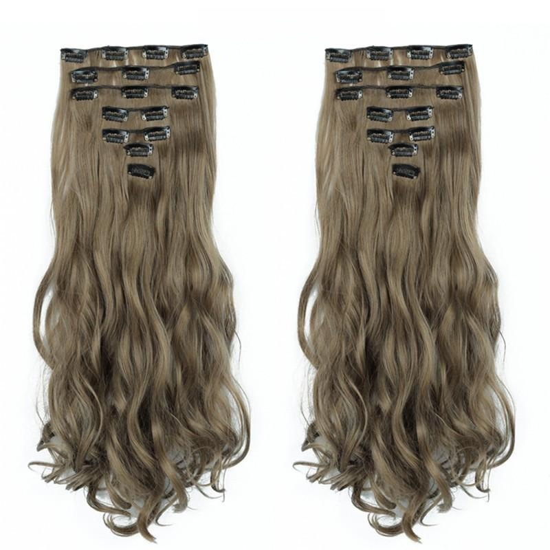Extensión de Cabello Rizado con Clips BB Set de 7 de Fibra Térmica, Invisible, para Mujeres