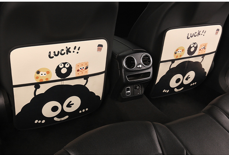 Car Seat Back Anti-Kick Pad Storage Bag Kidsren's Anti-Kick Pad Cartoon Cute Briquettes Car Rear Anti-Kick Anti-Fouling Pad