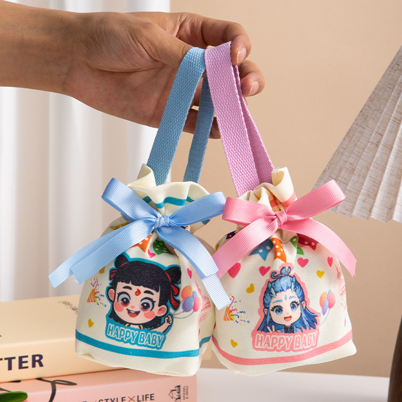 哪吒敖丙伴手礼袋百天生日喜糖袋高级精致布袋喜糖袋糖果袋回礼袋