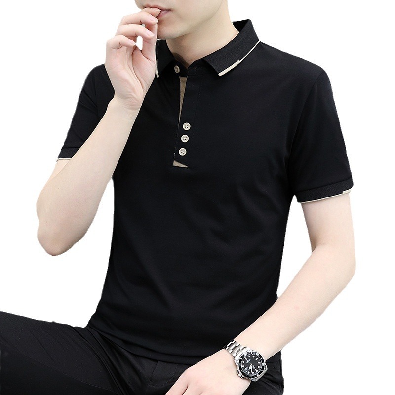 Camiseta de manga corta de verano para hombres 2024 nueva moda hombre polo camisa suelta de algodón de hielo vestido delgado hombre