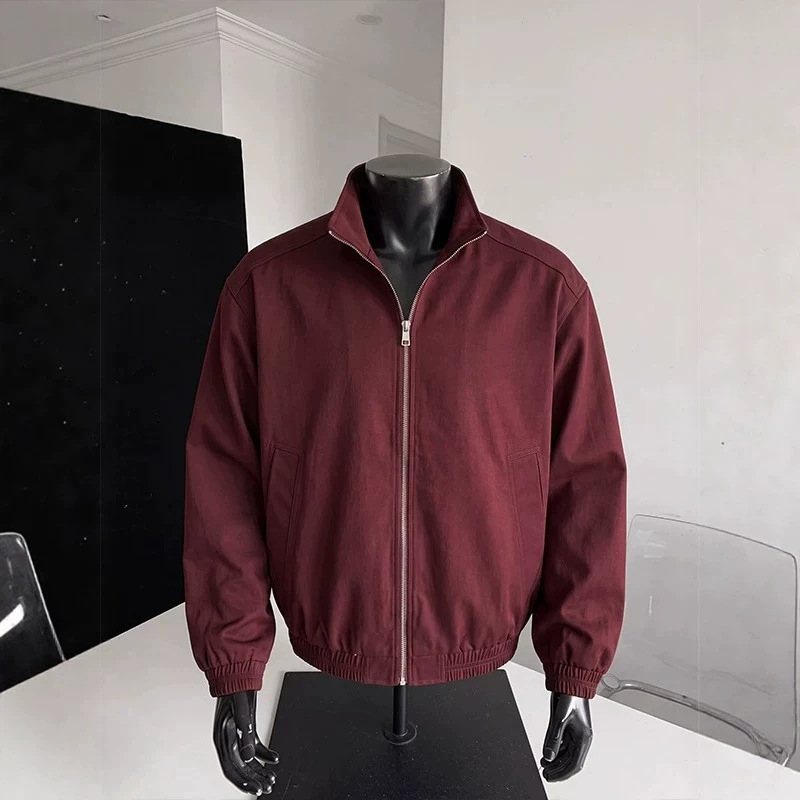 2026 American-style men's new autumn jacket with patchwork, zipper, stand-up collar, plus size, solid color, youth workwear design 2026 American-style men's new autumn jacket with patchwork, zipper, stand-up collar, plus size, solid color, youth workwear design