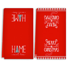 跨境亚马逊圣诞节厨房清洁洗碗巾圣诞树字母创意装饰超细纤维毛巾