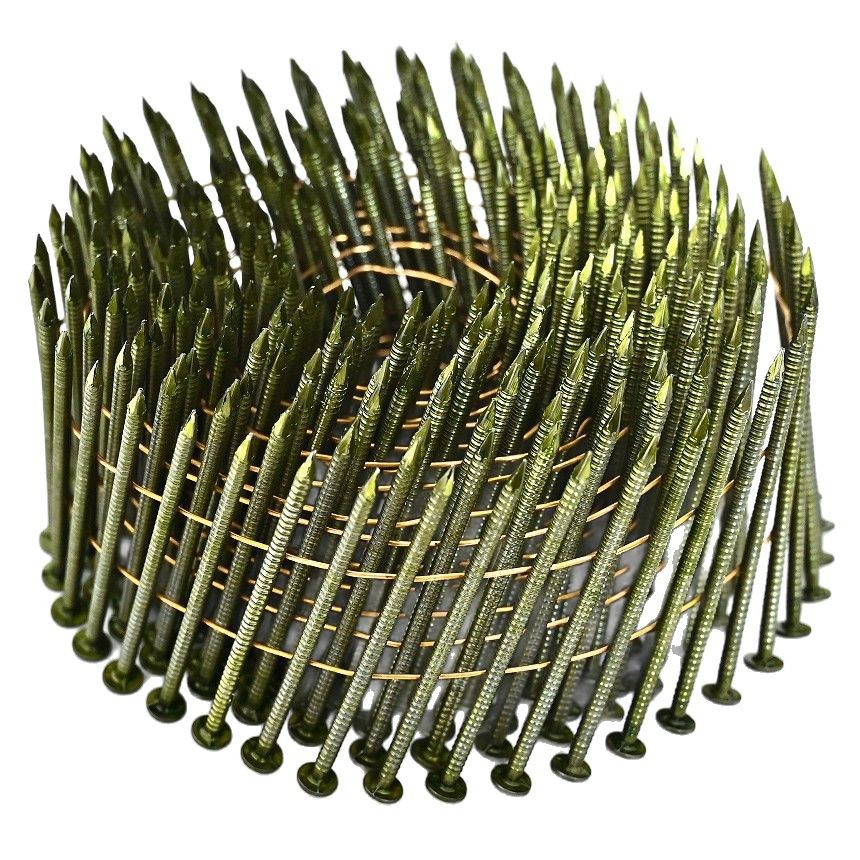 Rollo de hilo de uñas luz neumática Bandeja de varilla Rollo de clavo de hierro Pistola de clavos con clavo Bandeja de madera Embalaje de uñas Rollo de carpintería en stock image 6