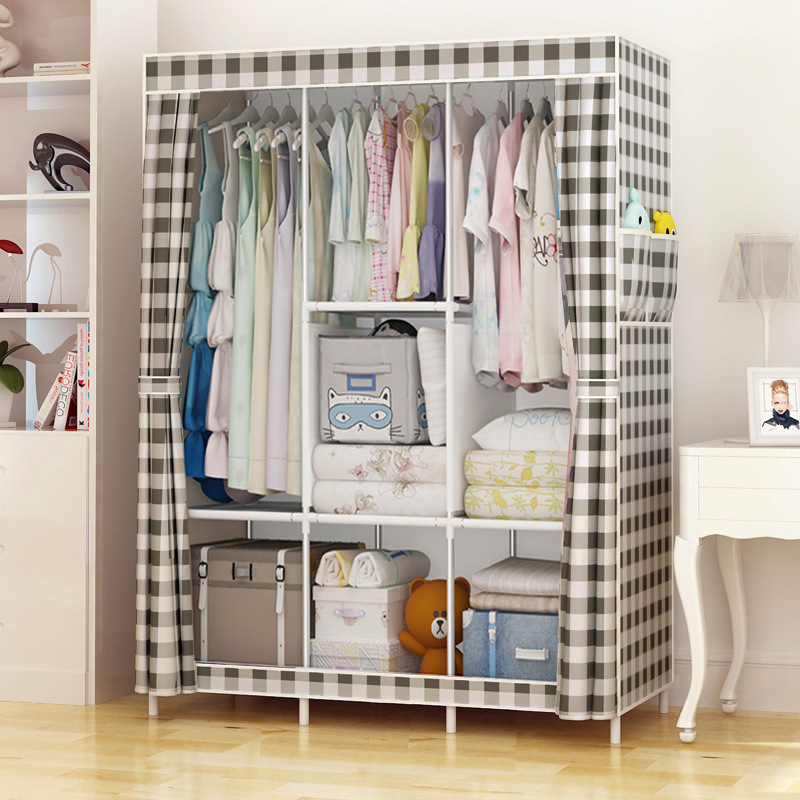 Armario de tela simple, habitación de alquiler, armario de dormitorio doméstico, armario de tela ensamblado, estante de armario colgante de almacenamiento minimalista moderno