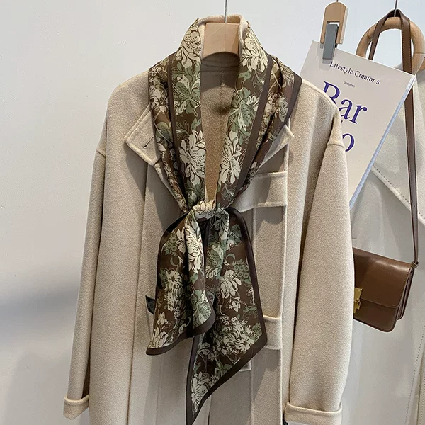 South Korea New French Style Black and White Wave Dot Imitation Silk Wool Neck Scarf Long Scarf All-match Artistic Fashionable Single Product