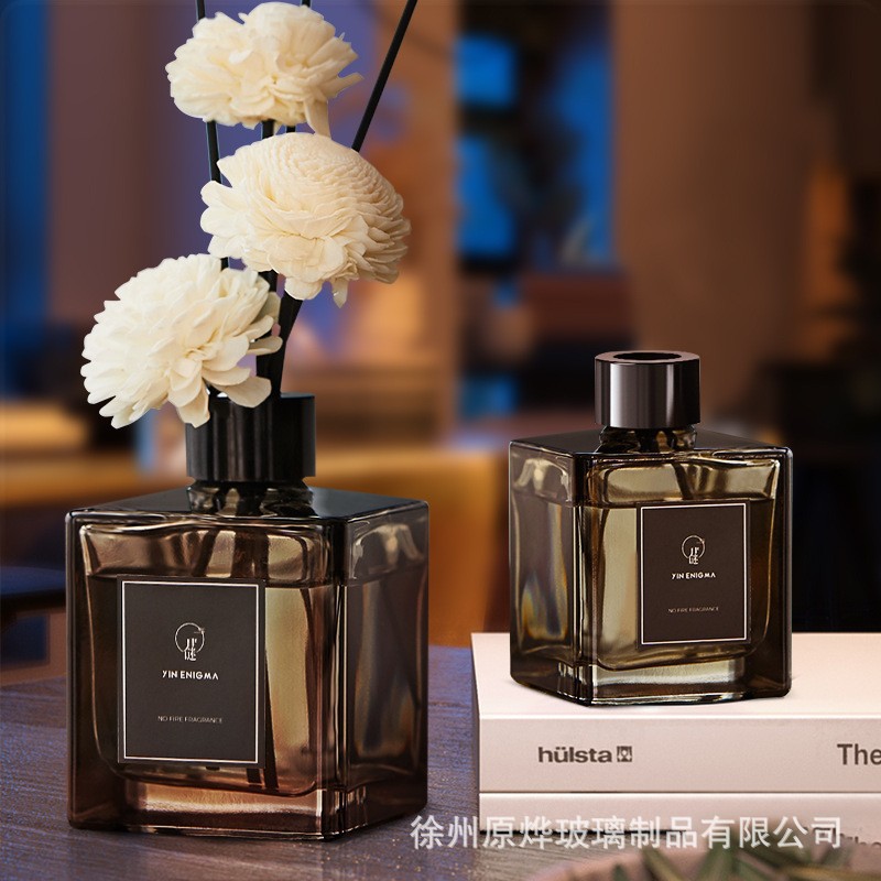 150ml 갈색 + 뚜껑, 평평한 사각형 아로마테라피 빈 병