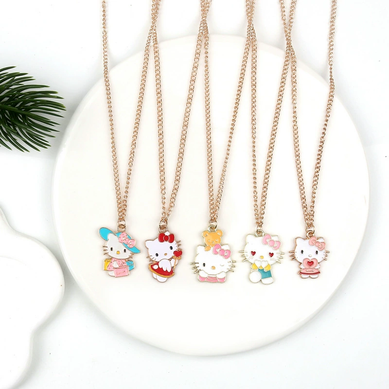 Кулон-подвеска Hello Kitty для девочек, милое украшение с котенком KT, цепочка для ключицы Hello Kitty
