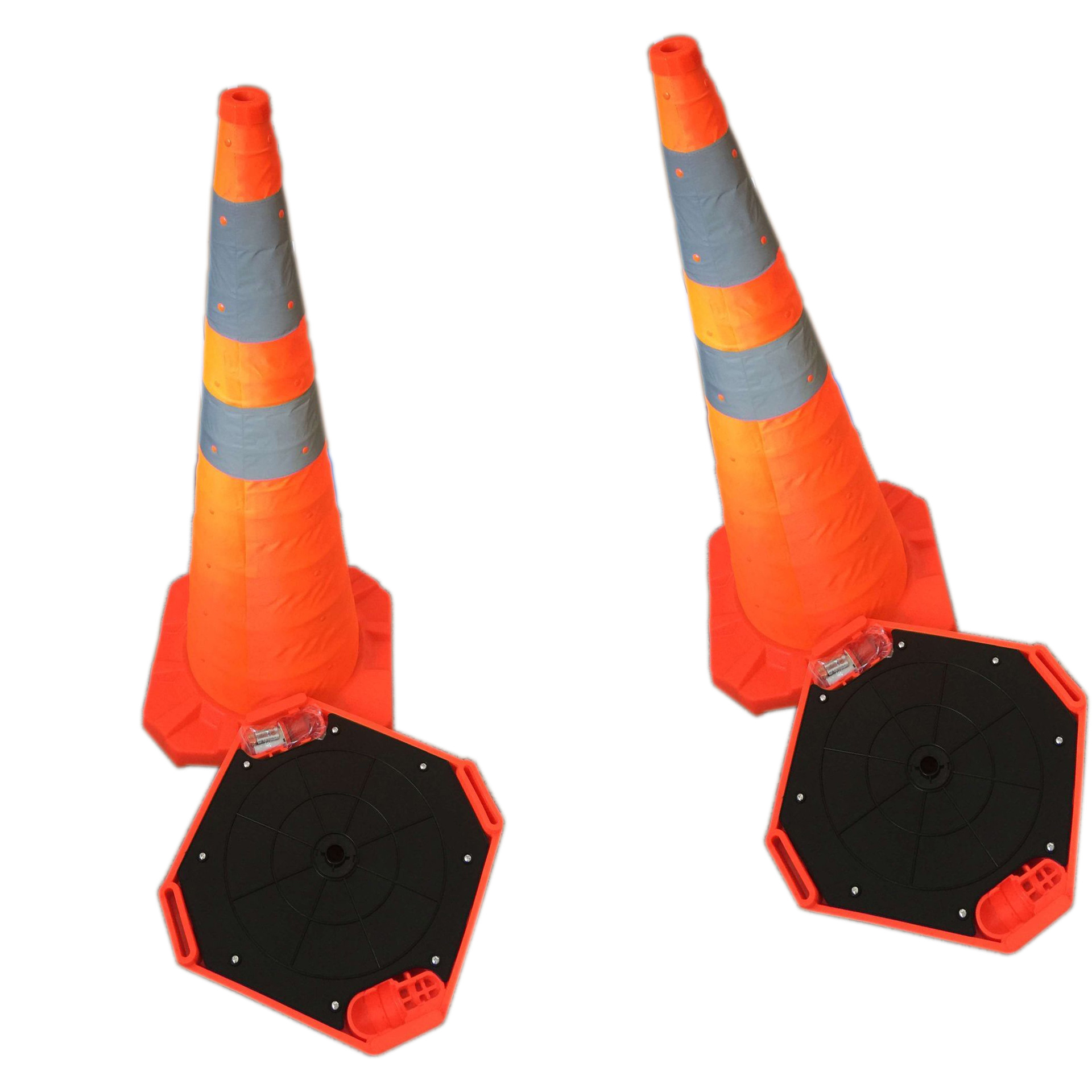 【工厂直供】50公分高度加重橡胶底座15+10反光条设计伸缩路锥