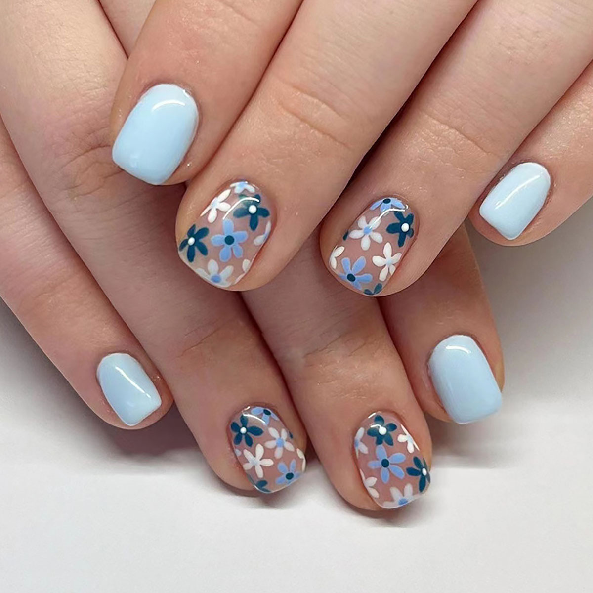 Description Picture 2 of item24Pcs Cute Sweet Press on Nails Mini Flower Fake Nails Fresh Colorful Acrylic Nails Spring Summer Nail Short Square Fake Nails