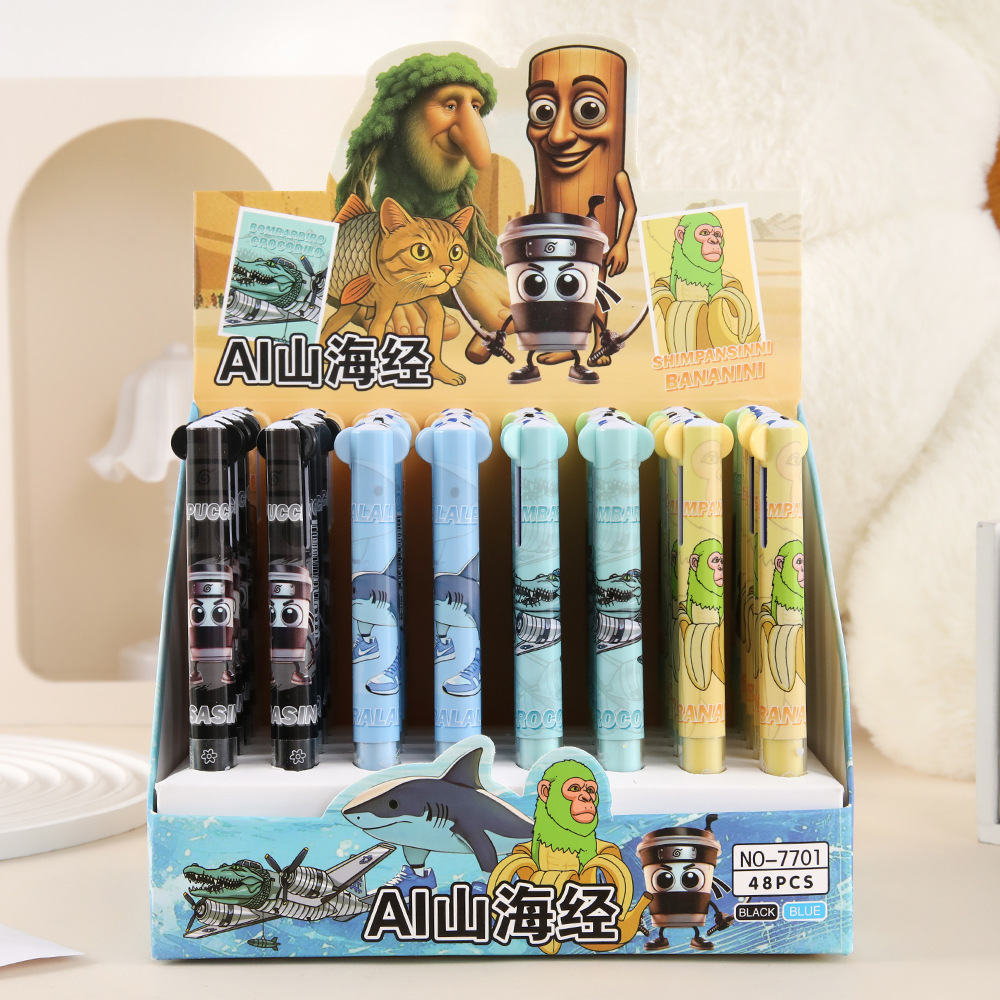 Cartoon series de bolígrafo de dos colores azul y negro bolígrafo de papelería para estudiantes pequeños regalos