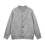 2026秋季韩系风黄色长袖针织开衫宽松圆领青少年运动透气上衣，男装针织衫/毛衣，星座614