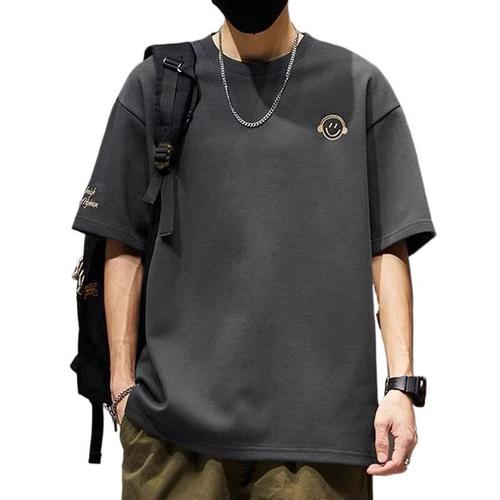 LAZADA Men's Summer Trendy Loose Five-Button Sleeve Comfortable Breathable Men's Casual Crew Neck Top