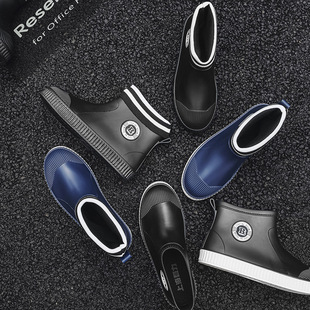 Fashion low tube warm Men's rain boots wear-resistant low sleeve working water boots waterproof non-slip kitchen car wash fishing