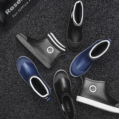 Fashionable low-top warm men's rain boots, wear-resistant low-cut slip-on work water boots, waterproof and anti-slip kitchen car washing fishing