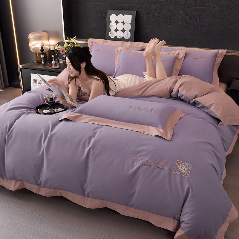 2024 nuevo algodón de lana larga 100S molido cuatro piezas conjunto de cama de algodón engrosado sábanas de otoño y invierno conjunto de ropa de cama