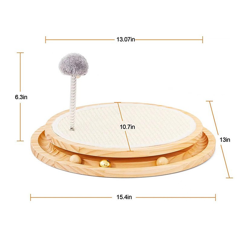 Gato de madera tablero de rasguño gatito de doble capa jugando juguete divertido con estera de cisne gato aliviando la garra de molienda tapada Bola de auto-Hola integrada