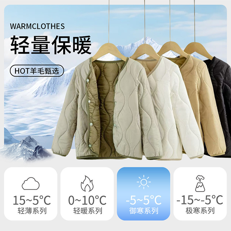 Children's light and thin woolen keep warm down jacket