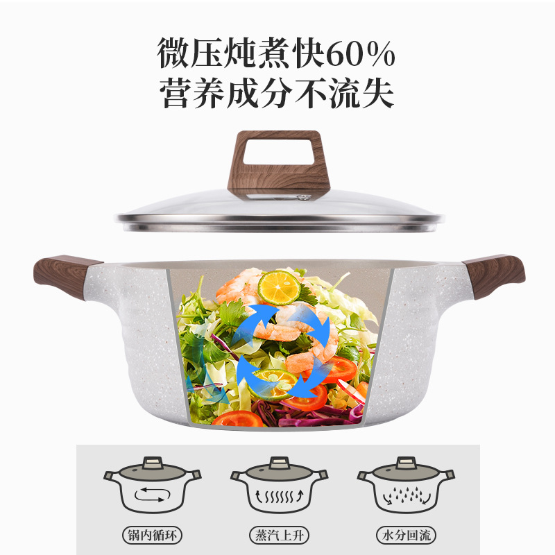 Yierjia olla de sopa de piedra de maifan olla de estofado doméstica antiadherente multifuncional olla de doble oreja estufa olla de cocina universal comercio exterior