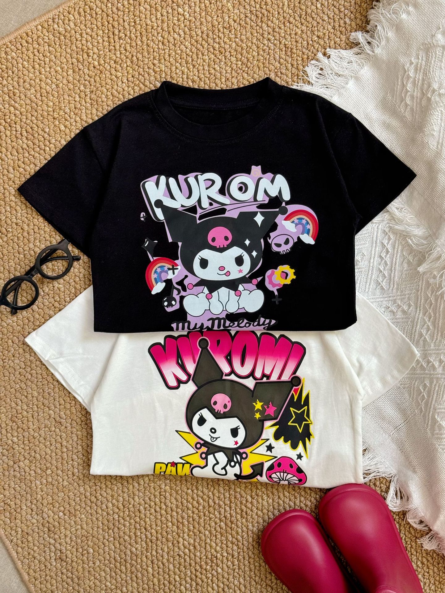 Kuromi style cotton tshirt front