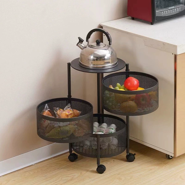 3 layers of black (round frame storage rack)