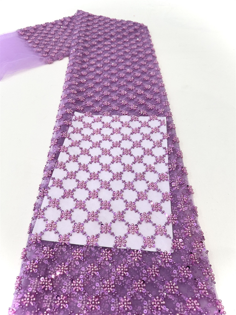 Moda espectáculo de escenario vestido de cena tela bolsas tela cuentas cuadrícula arroz bordado tela de sequilla