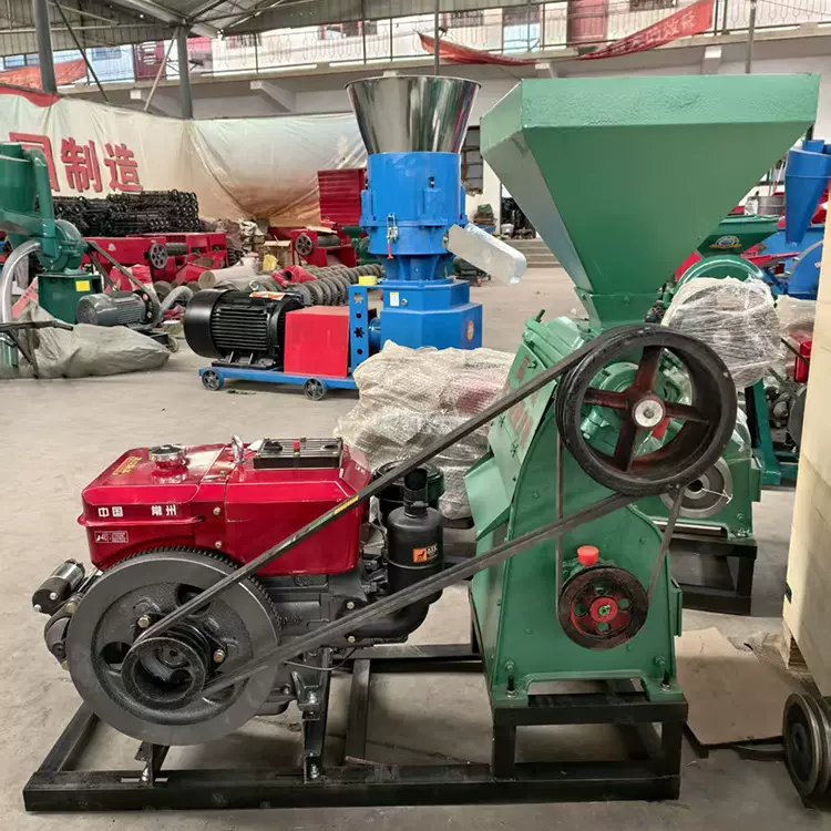 12马力柴油机带玉米脱皮制糁机250-300KG 产量小麦脱皮机水稻碾米