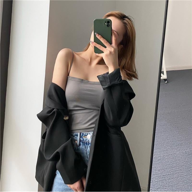 小吊带背心女内搭带胸垫外穿中长款抹胸打底美背裹胸内衣修身显瘦|undefined