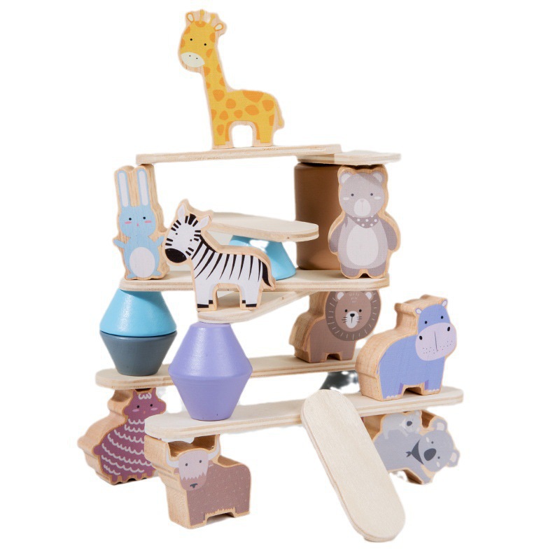 Juguetes de equilibrio de animales multifuncionales de madera apilamiento educativo bloques de construcción educación temprana para niños apilamiento juguetes interactivos entre padres e hijos