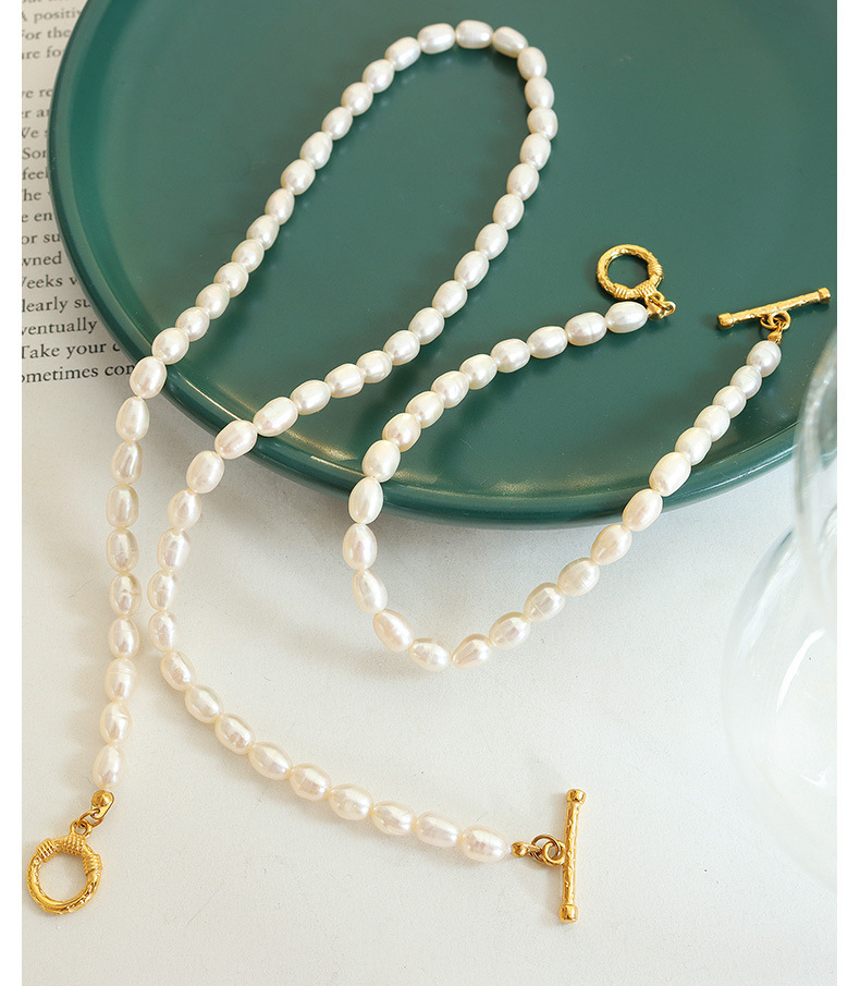 Fashion Solid Color Titanium Steel Pearl Plating Womenu0027S Bracelets Necklace