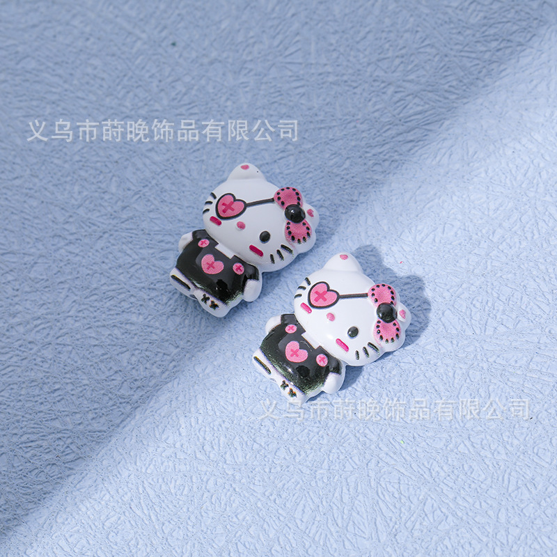 亜鉛合金ペイントかわいい漫画 KT 猫穴あき diy 携帯電話チェーンヘアアクセサリーブレスレットビーズジュエリーアクセサリー材料|undefined