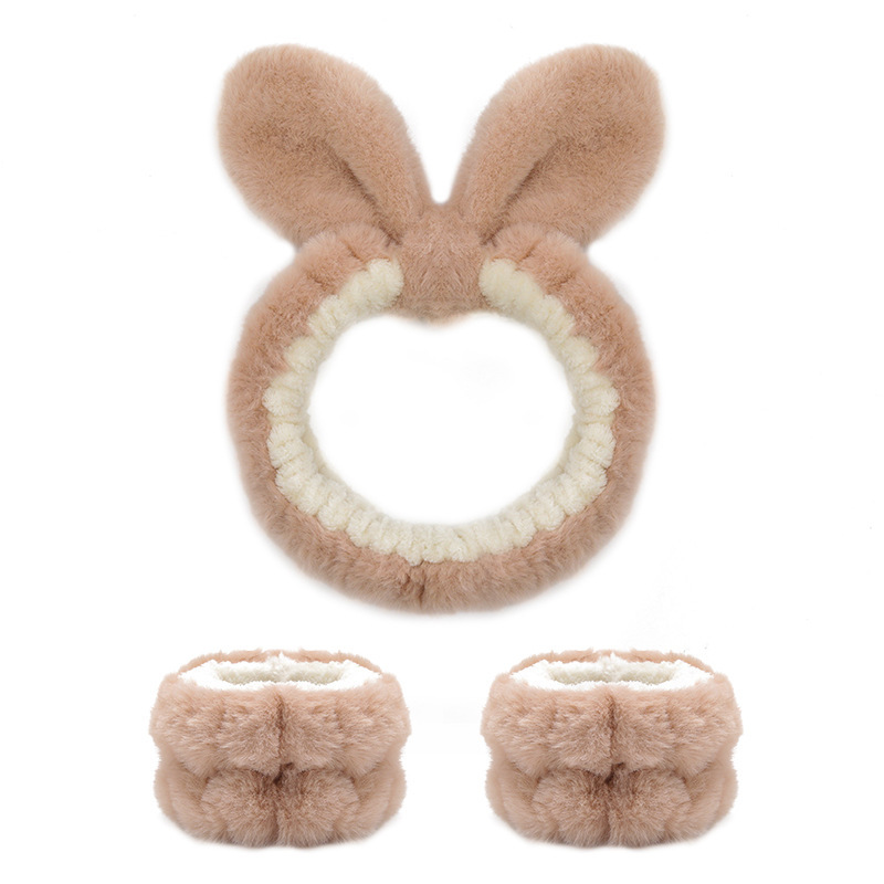 Transfronterizo cara lavado banda para el cabello correa para la muñeca Imitación Piel de conejo color sólido felpa impermeable banda para el cabello Amazon absorbente sudor-limpieza al por mayor