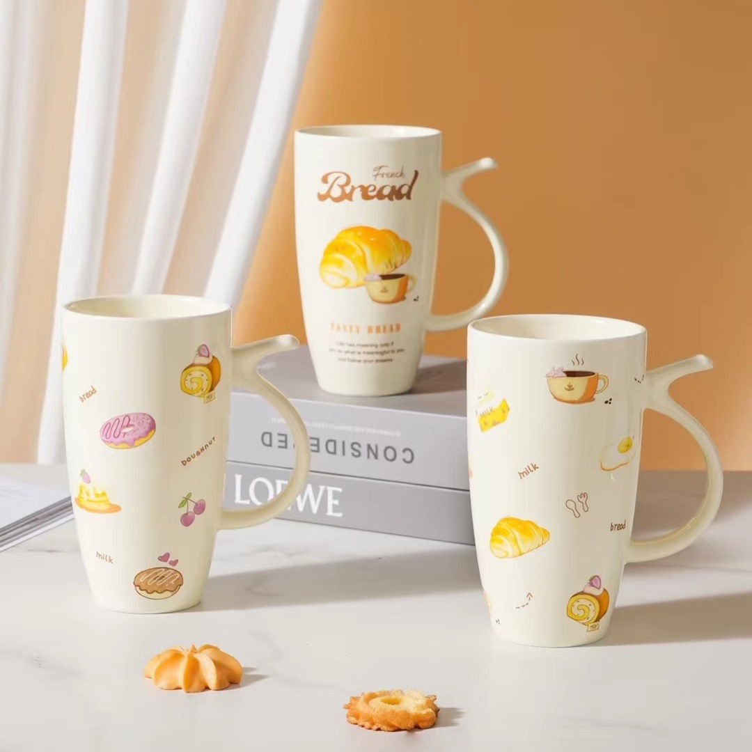 Creativo francés gran capacidad taza de queso con mano regalo cerámica taza de agua Oficina taza de café taza blanca lechosa