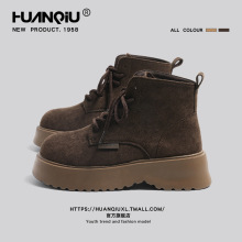 环球复古勃肯厚底马丁靴女2025新款秋季超火小个子增高短靴英伦风