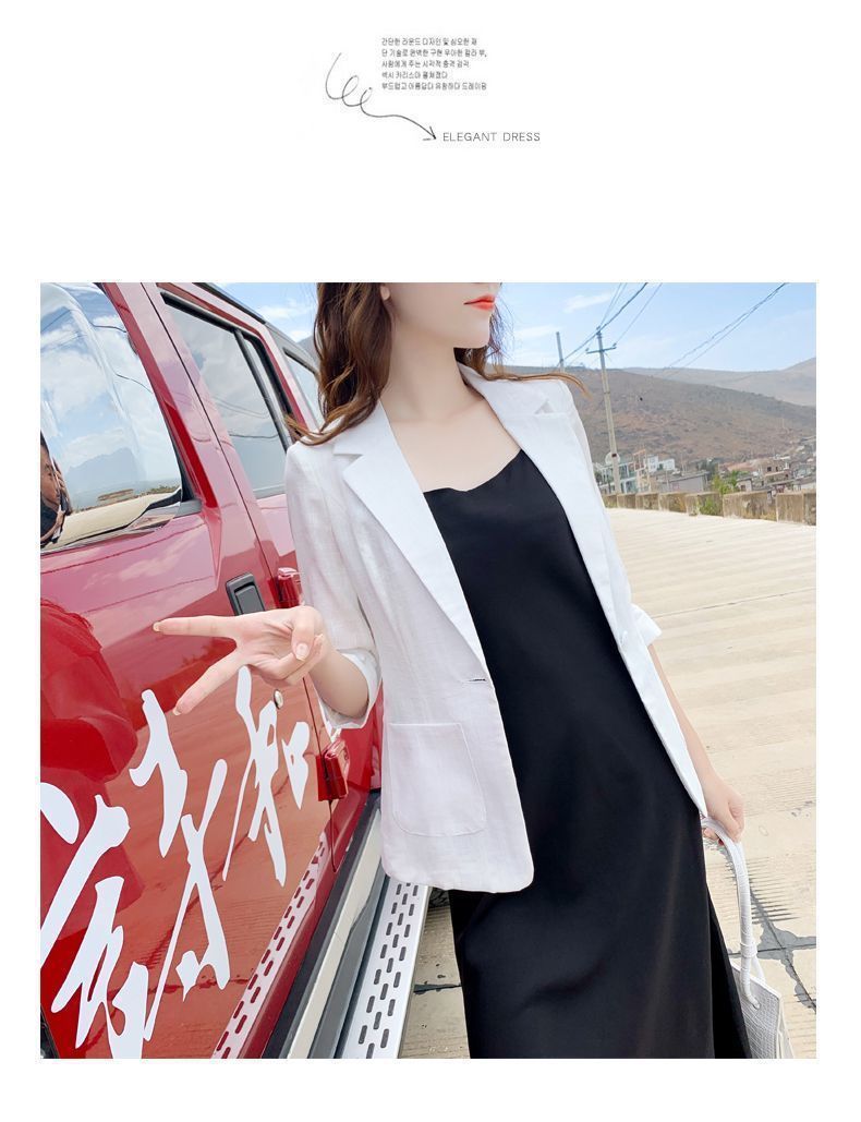 Damen Leinenblazer Für Den Sommer Leichte Baumwolljacke Casual_voghion.com
