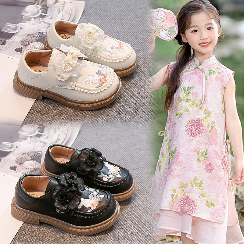 Zapatos de cuero para niñas 2026 primavera y otoño nuevos niños estilo nacional bordado zapatos princesa zapatos para niñas zapatos de suela suave zapatos para bebés