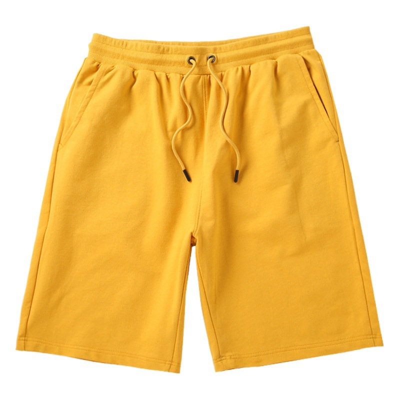 Pantalones cortos de felpa de algodón puro de 260 g, estilo veraniego, unisex, estilo coreano, ropa exterior informal, largo hasta la rodilla.