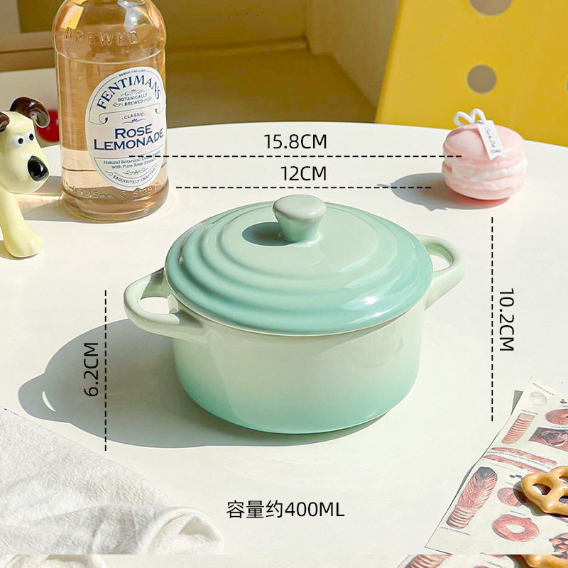 Ins風陶磁器蒸し卵碗双耳家庭用蓋付き蒸し卵スープ専用碗煮込み卵碗電子レンジ焼き碗|undefined