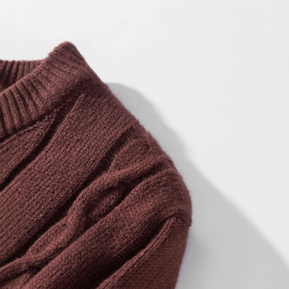 Herren-Strickpullover mit Farbblock-Design, Retro-Zopfmuster, langärmelig, Rundhalsausschnitt, für warmes Freizeitoutfit im Herbst und Winter_voghion.com