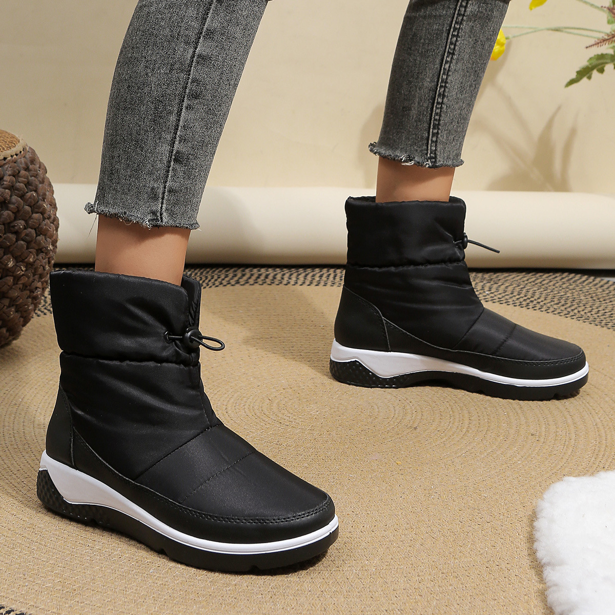 Large size snow boots women's winter cotton boots with cashmere warm short boots_voghion.com