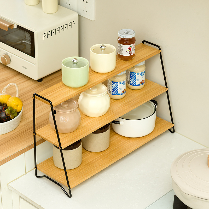 Seasoning rack for kitchen double-layer household countertop multi-functional seasonings with oil, salt, sauce and vinegar